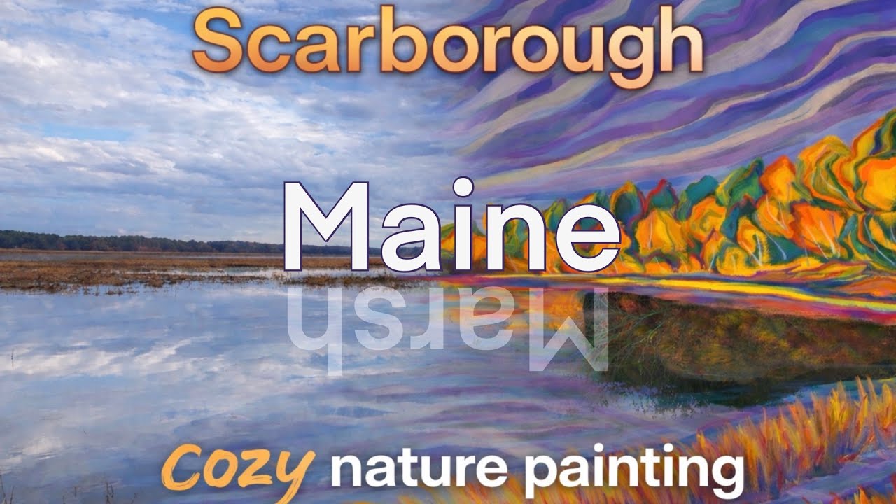 Peaceful Painting at Scarborough Marsh, Maine 🍃 | Rainy Day Nature, Salt Marsh Sounds & Relaxing Art