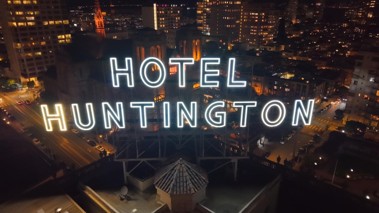 SF’s Iconic Glow: Hotel Huntington Sign is back on 4k Drone Footage#sanfransico #sanfrancisco4k
