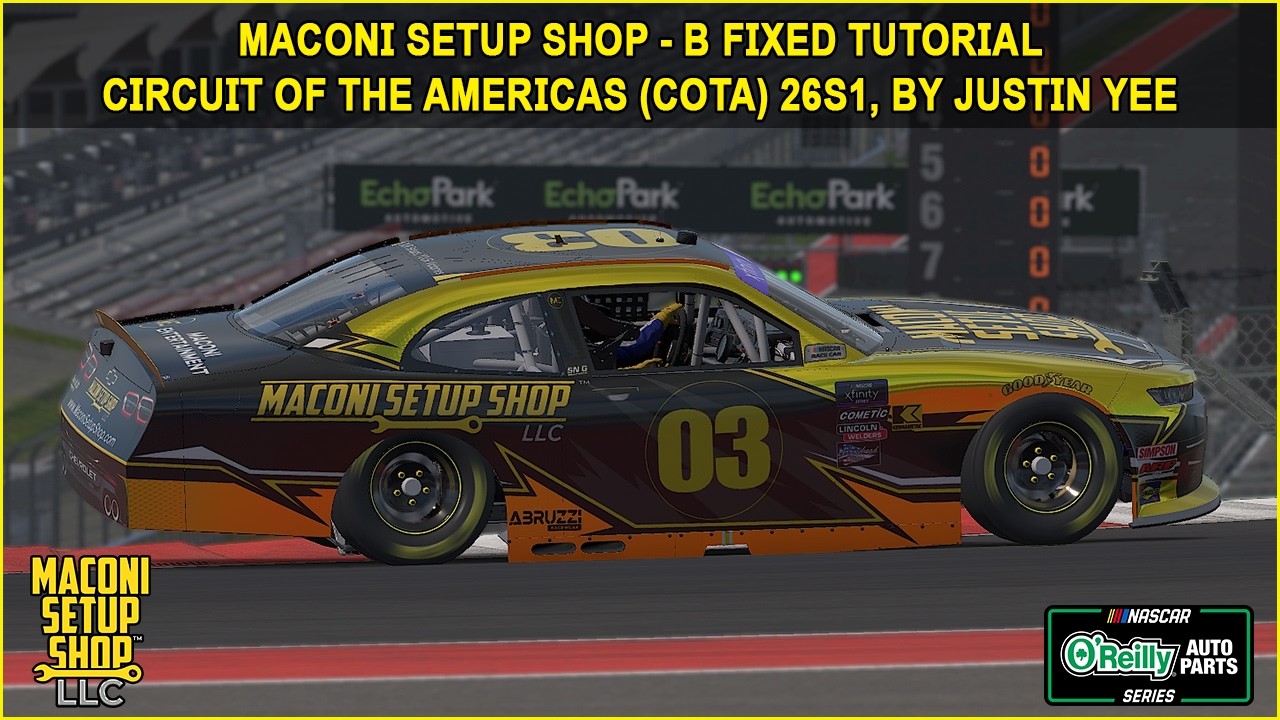 Руководство по квалификации и гонке 26S1 на трассе iRacing Maconi B-Fixed COTA West