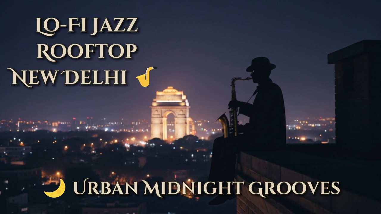 Lo-Fi Jazz Rooftop New Delhi 🎷🌙 Urban Midnight Grooves #studyingbackgroundnoise #relaxnightjazz