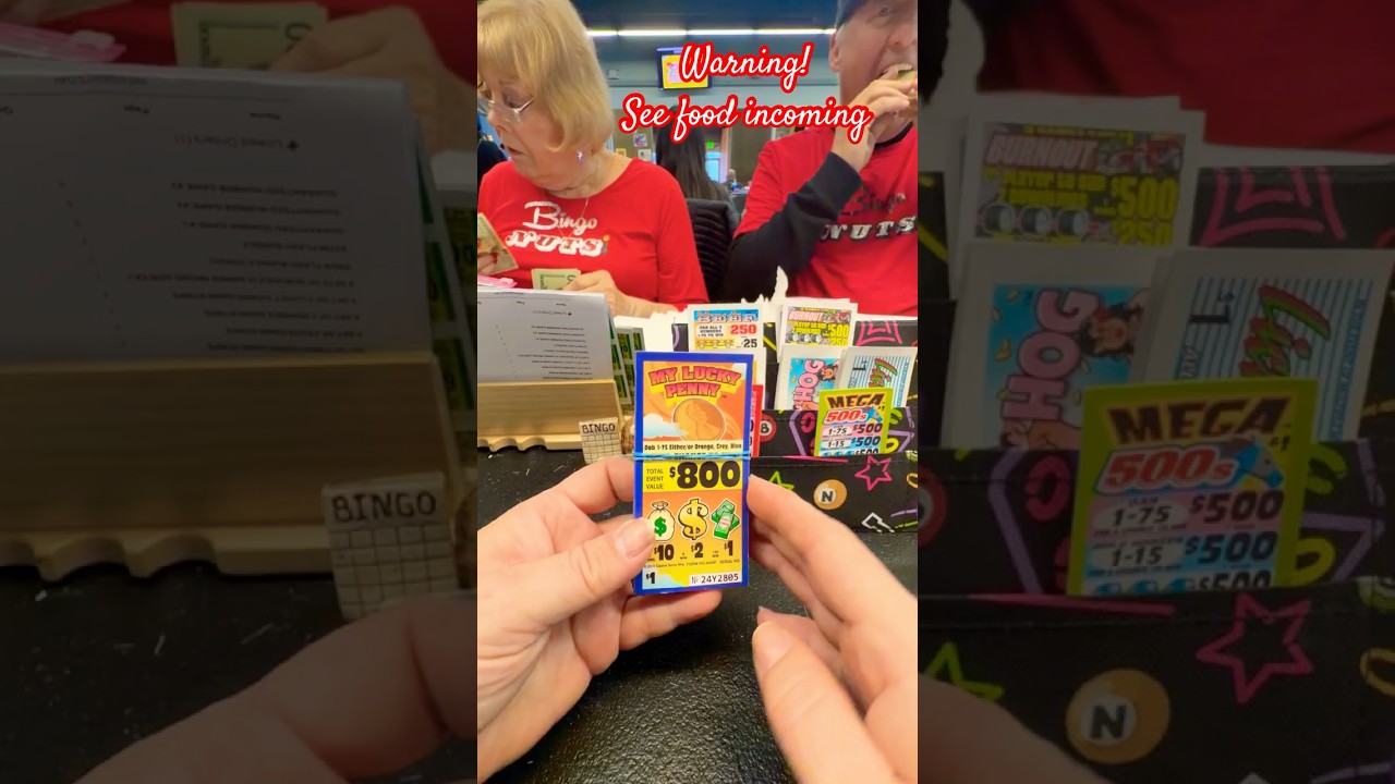 My lucky Penny! 🍀🤦🏻&zwj;♀️Warning! See food incoming! #bingo #pulltabs #asmr