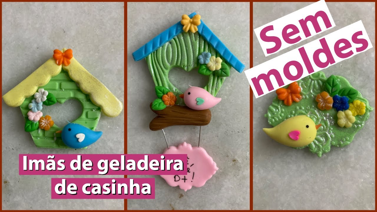 Imã de geladeira de casinha/ Biscuit sem moldes passo a passo