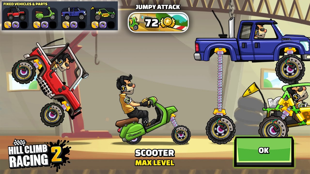 Hill Climb Racing 2 JUMPY ATTACK Super Jeep, Scooter, Diesel, Buggy