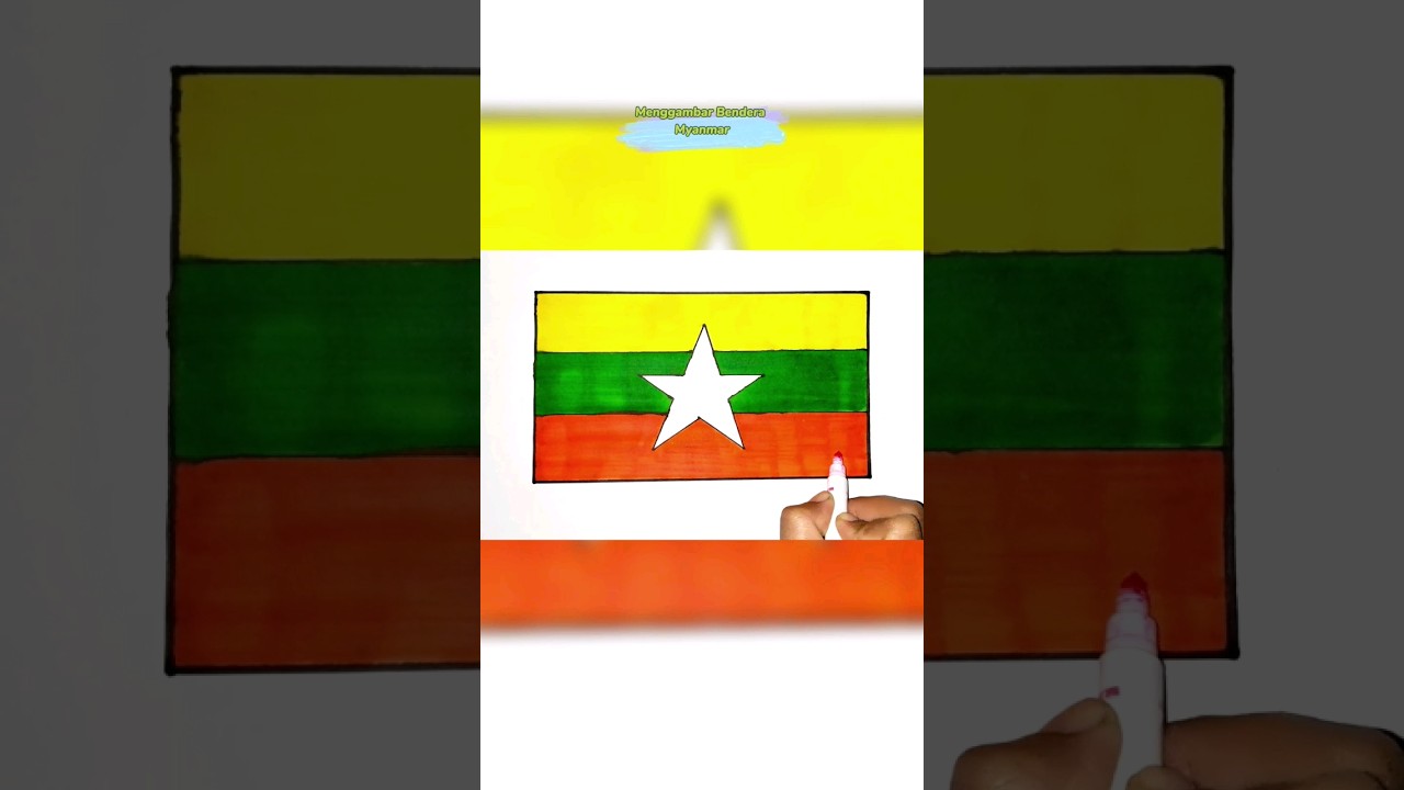 Menggambar Bendera Myanmar #shorts #bendera #myanmar