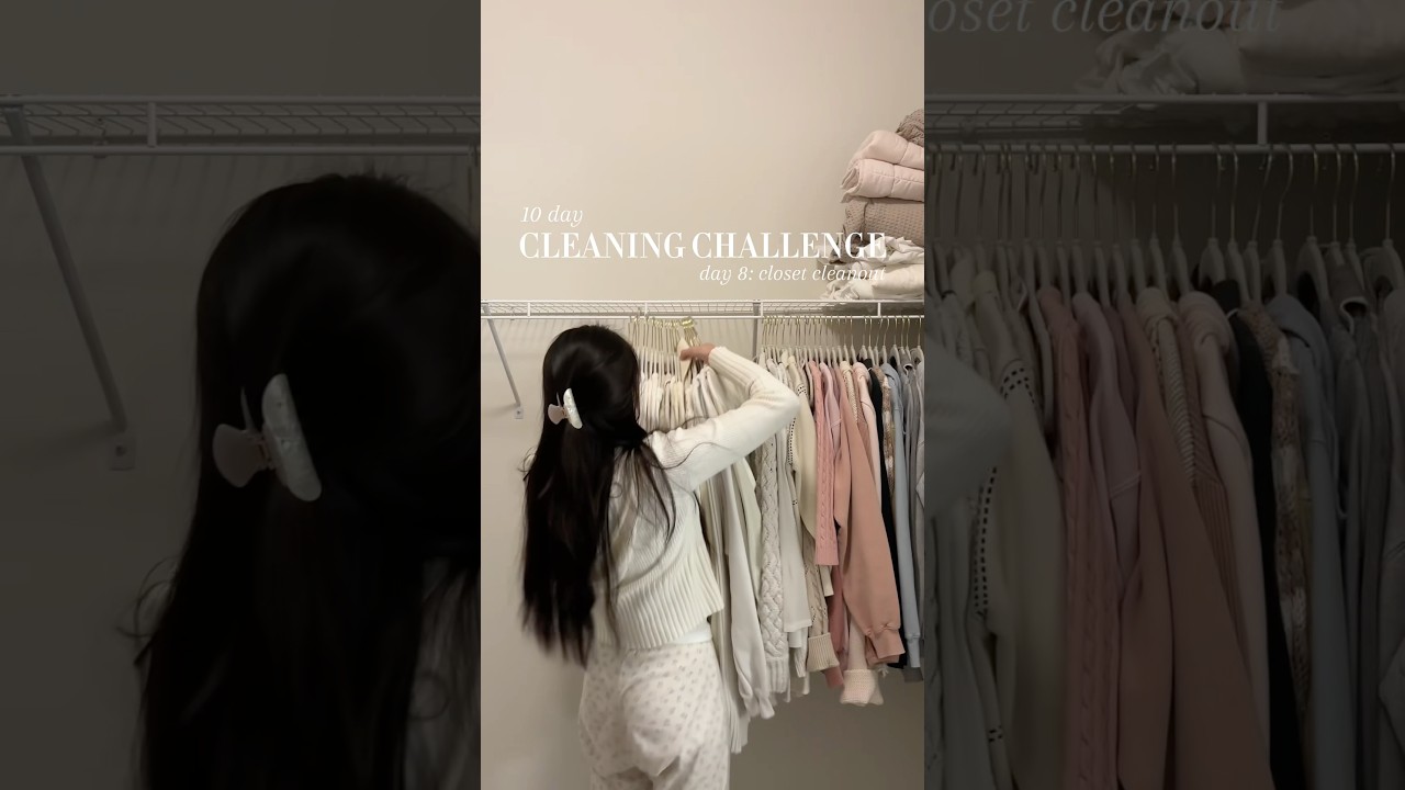 10 day cleaning challenge 🧼💫 ~ day 8: closet cleanout 🧸 #closetcleanout #cleaning #home #closet