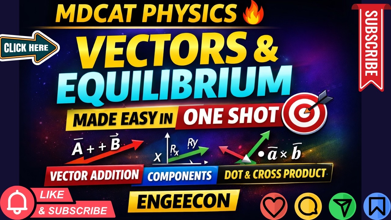 VECTORS & EQUILIBRIUM Made EASY in ONE SHOT 🎯 | Vector Addition, Components & Dot/Cross Product |