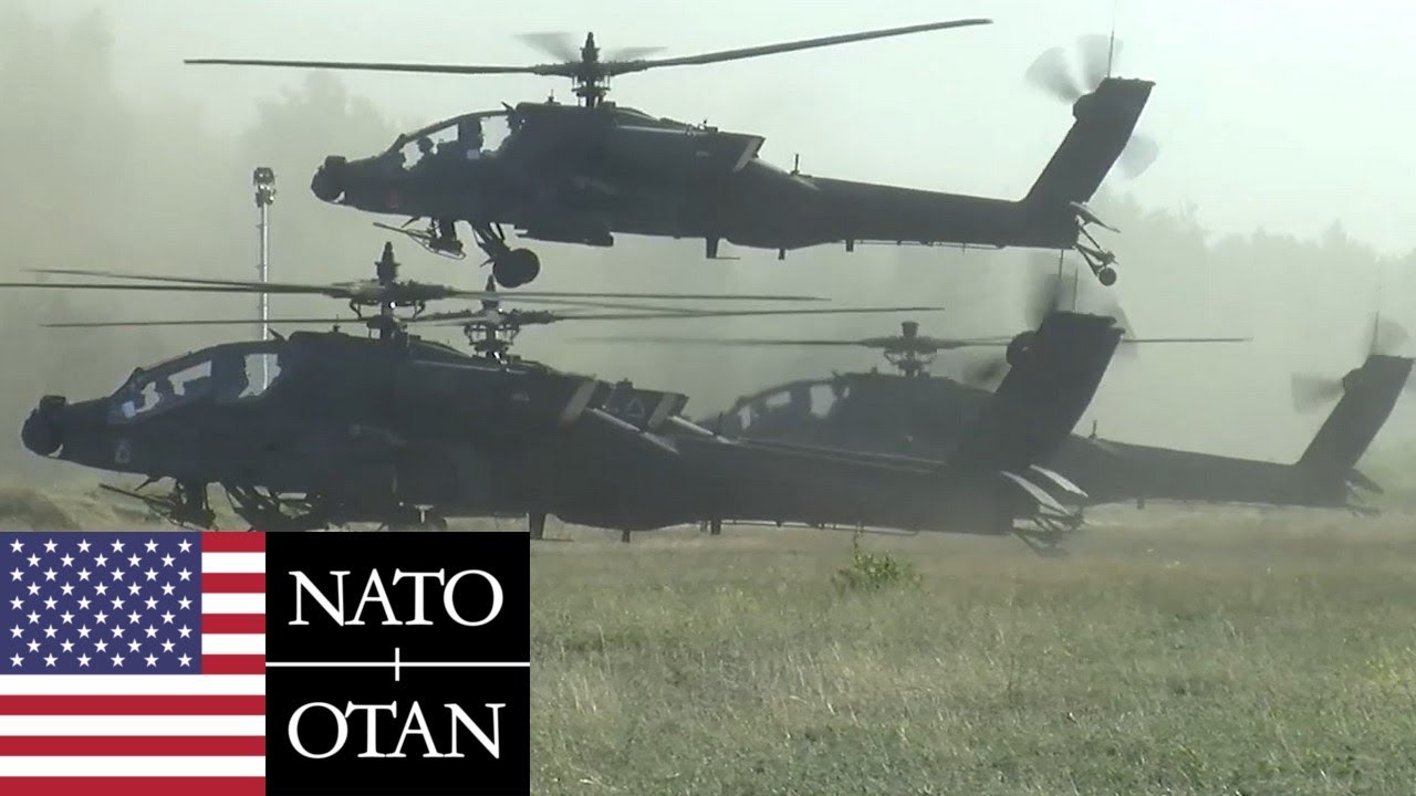 Армия США, НАТО. Мощные ударные вертолёты AH-64D Apache в Польше.