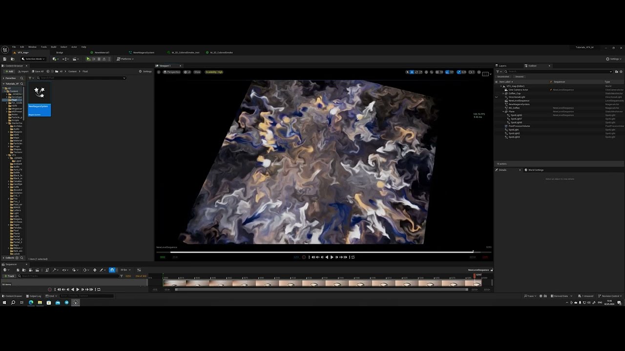 Niagara system for motion graphics | Fluid 2d simulation | UE5.4 | 5.3