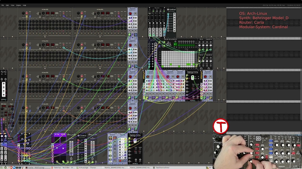 Modular-X - Behringer Model-D-Synth with Linux, Carla, Cardinal