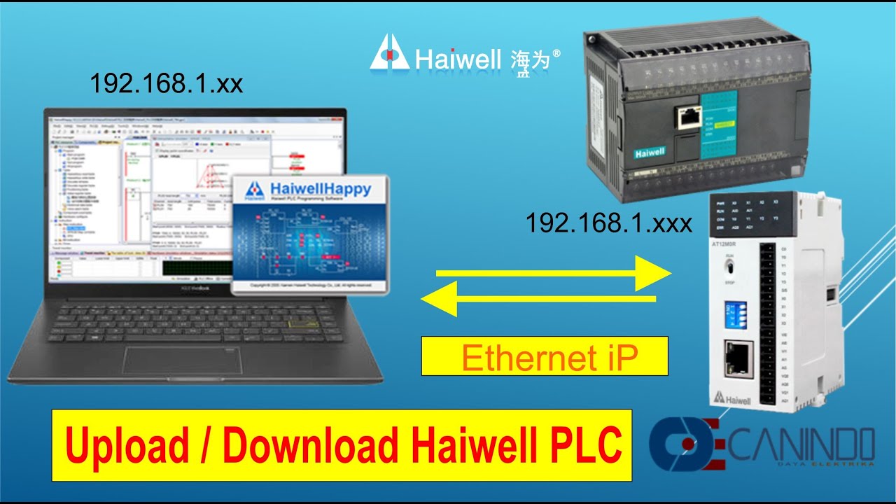 Upload Dowload Haiwell PLC Menggunakan Ethernet iP