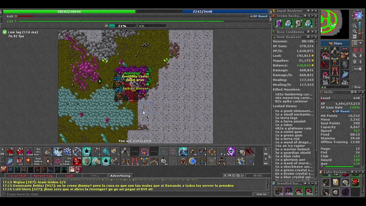 EK 648 ARNOLDXP #193 CUÁNTOS TIBIA COINS SE PRODUCEN EN CARNIVORAS  (skill Axe 119)