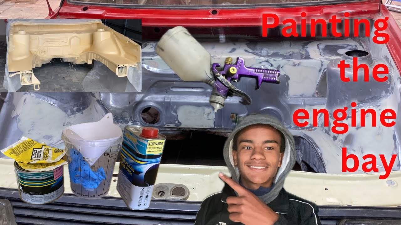 Painting engine bay on my vw mk2 jetta shaved engine bay