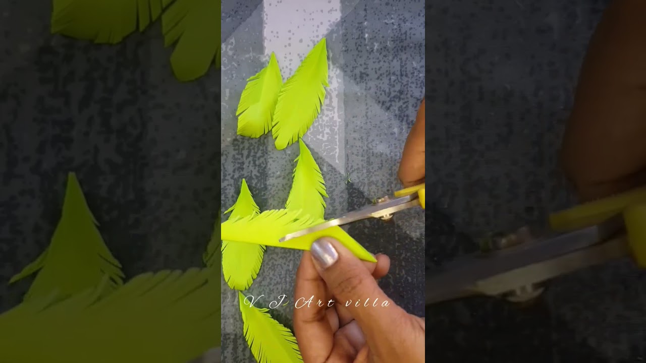 how to make easy Paper leaf Craft idea / paper leaf cutting