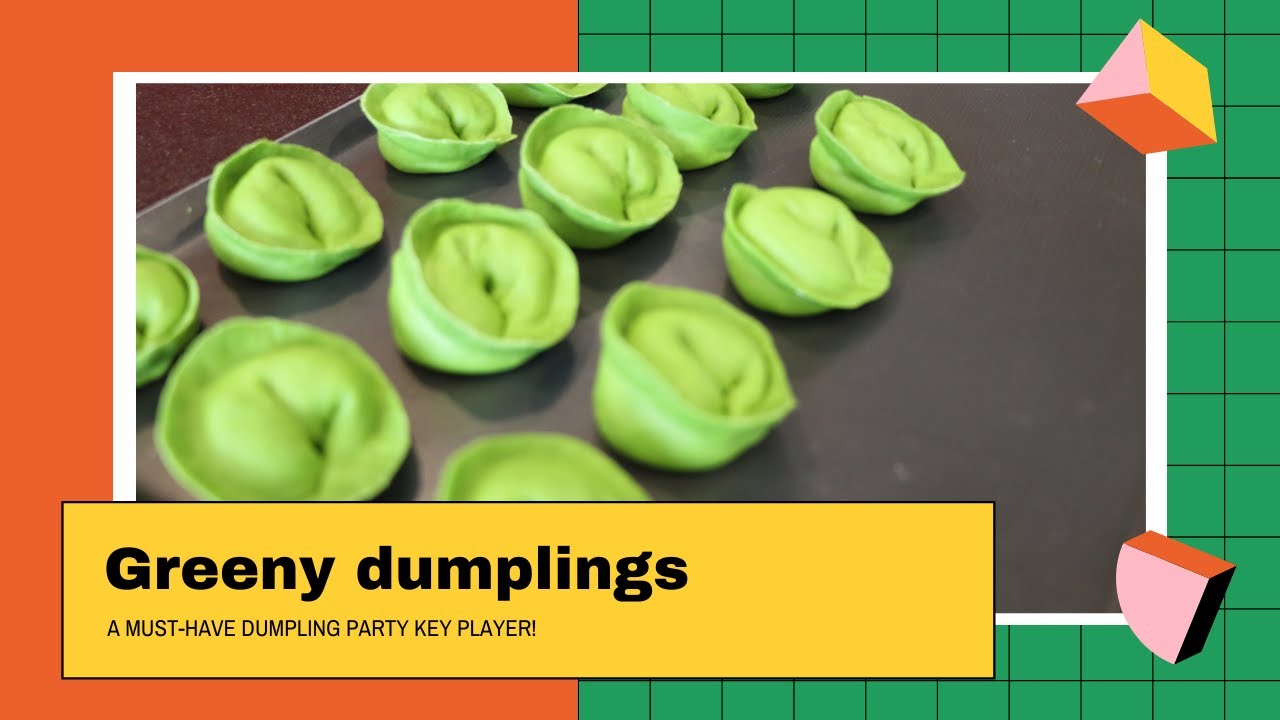 Spinach dumpling dough and same size wrappers