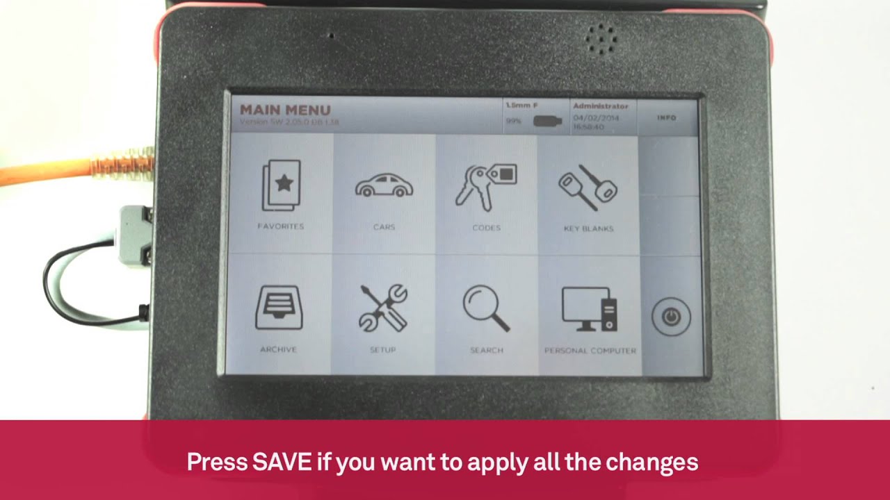 Change language, management users and software update | Keyline 994 Laser