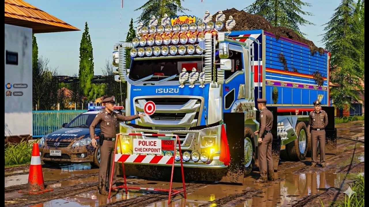 ขับสิบล้อวิ่งดินในหมู่บ้านเจอตำรวจตั้งด่านจะรอดไหม? FARMING SIMULATOR 19