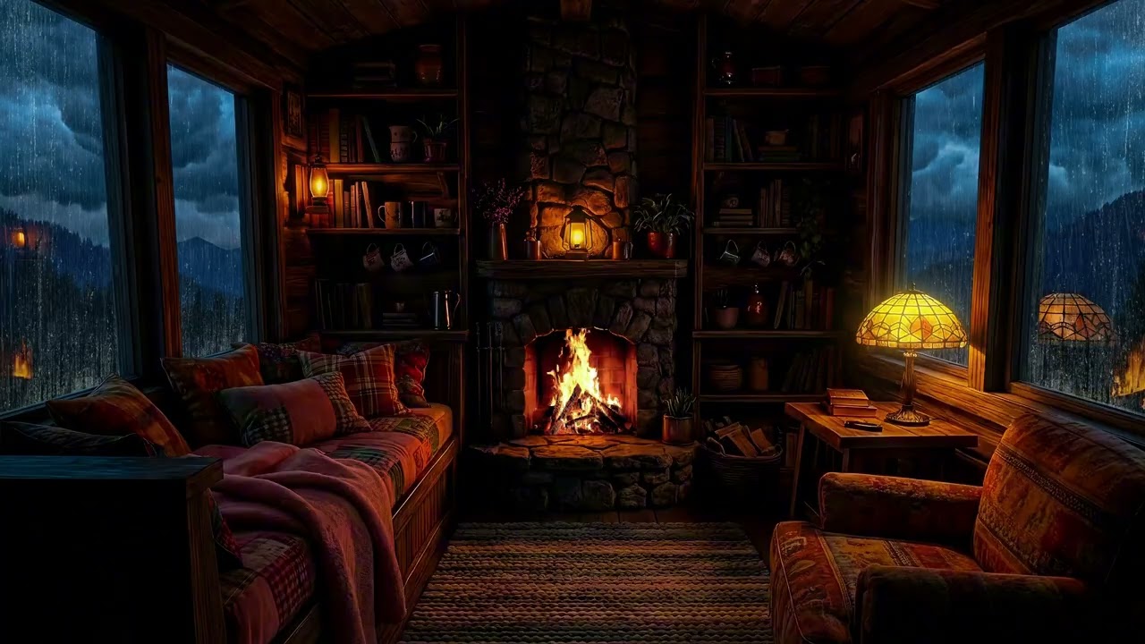 Relaxing Sleep Music + Insomnia - Rain Sounds in Warm Bedroom for Stress Relief, Healing, Meditation