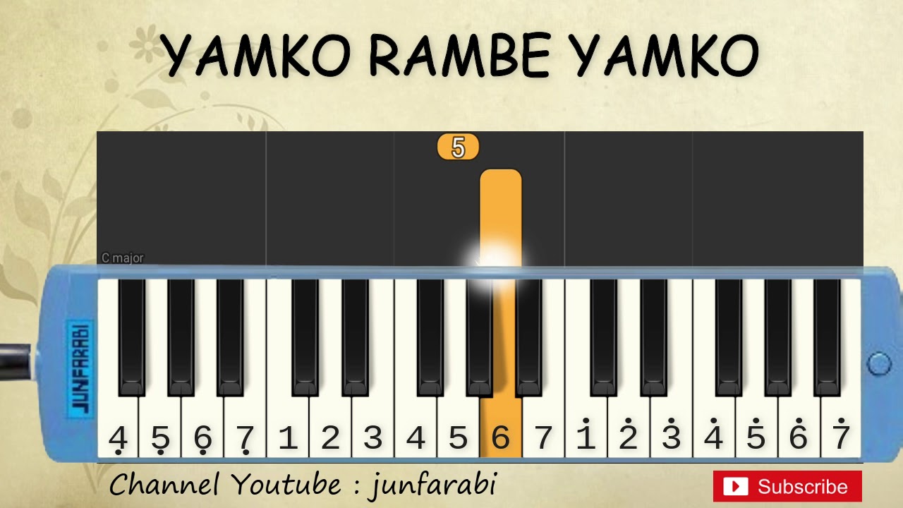 not pianika yamko rambe yamko - lagu daerah nusantara indonesia - belajar pianika not angka