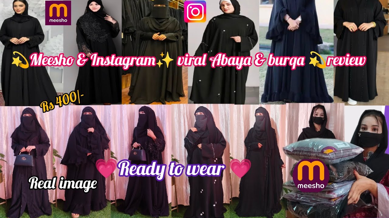 Meesho & insta 😀 viral black Abaya review 💫 low & high price 💗Abaya houl ready to wear 😊 trending ✨