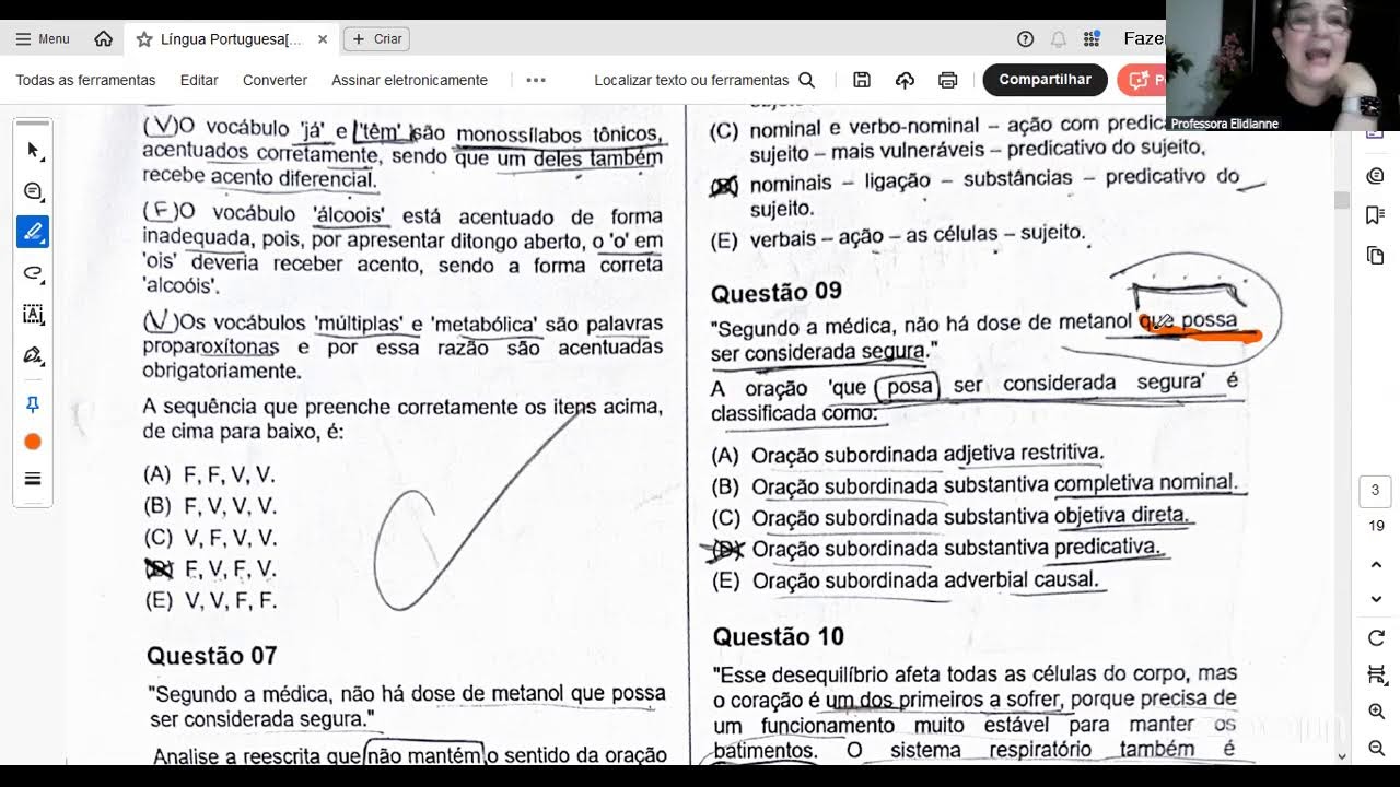 Correção da prova de Português com a professora Elidianne
