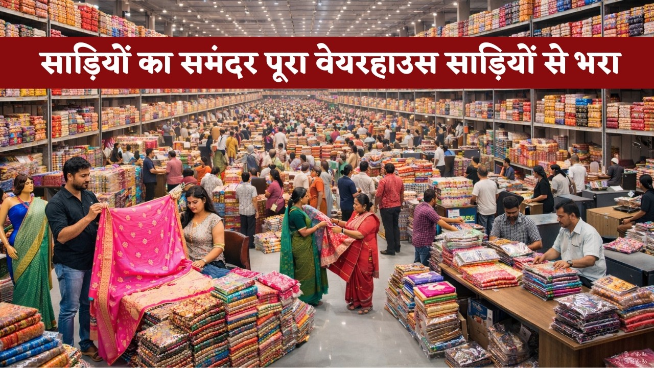 साड़ियों का समंदर पूरा वेयरहाउस साड़ियों से भरा | Kesaria Textile Company | Surat Textile Factory