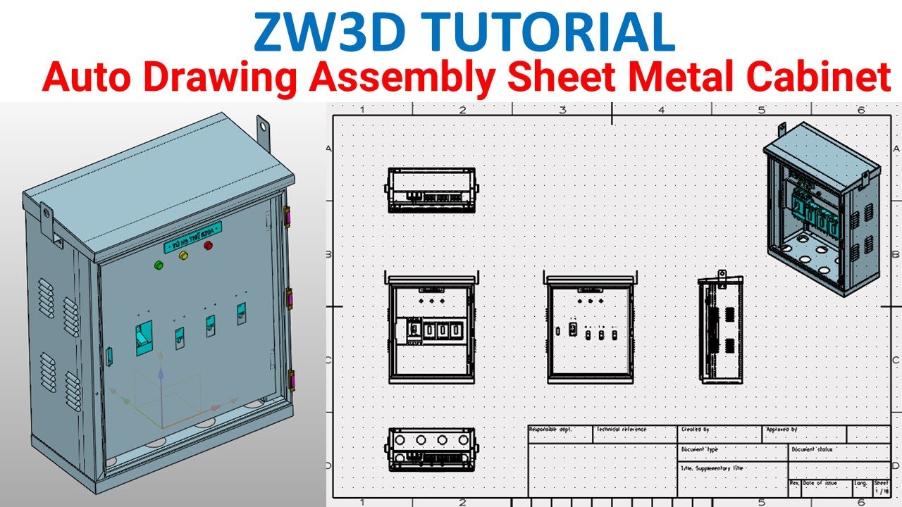 ZW3D Tutorial 15 | Auto Drawing Assembly  Sheet Metal Design Cabinet