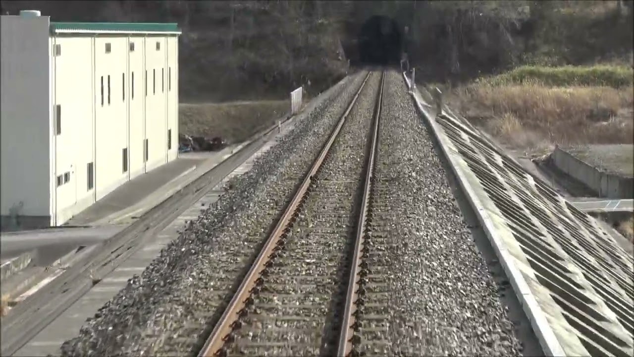 冬景色の三陸鉄道リアス線 三陸駅～甫嶺駅間を走行する36-700形の前面展望
