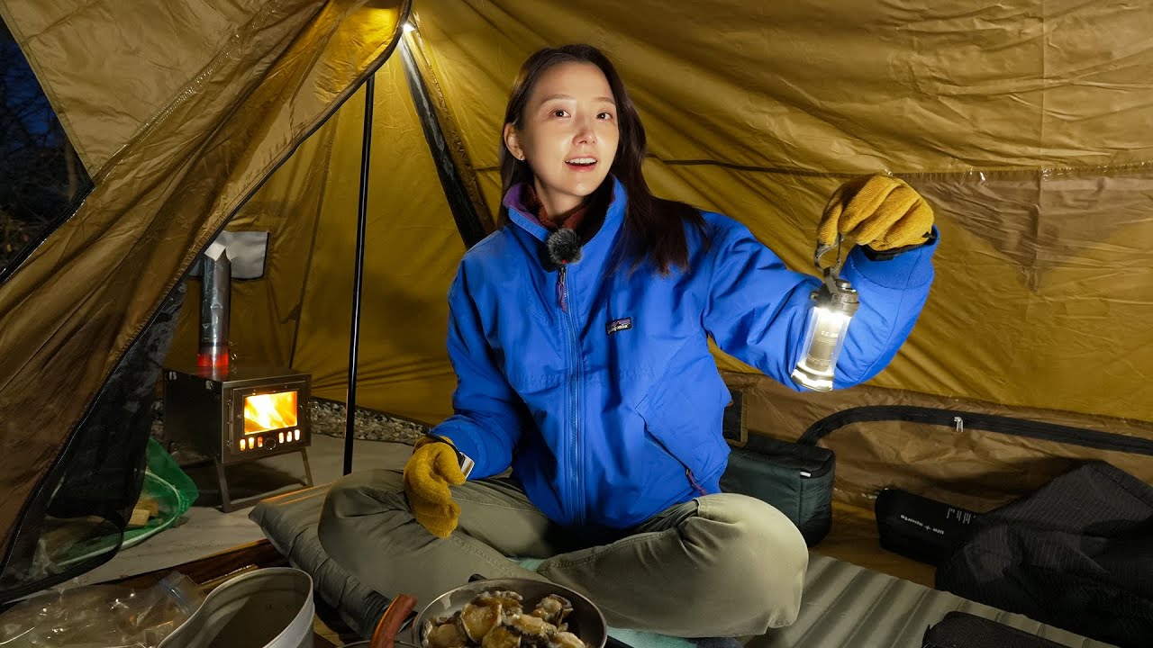완벽 봄 캠핑 세팅? | 밤새 8번이나 깬 이유 | 화목난로에 전복 냄비밥은 환상