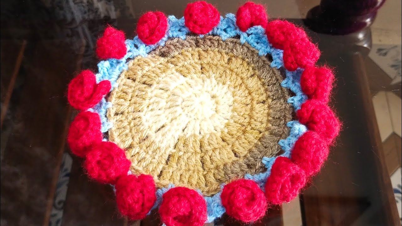 गुलाब वाला Crochet Coaster | आसान तरीका Step by Step
