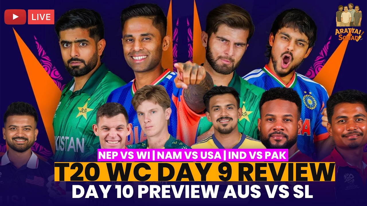 T20 WC Day 9 Review - NEP vs WI | NAM vs USA | IND vs PAK - Day 10  Preview AUS vs SL