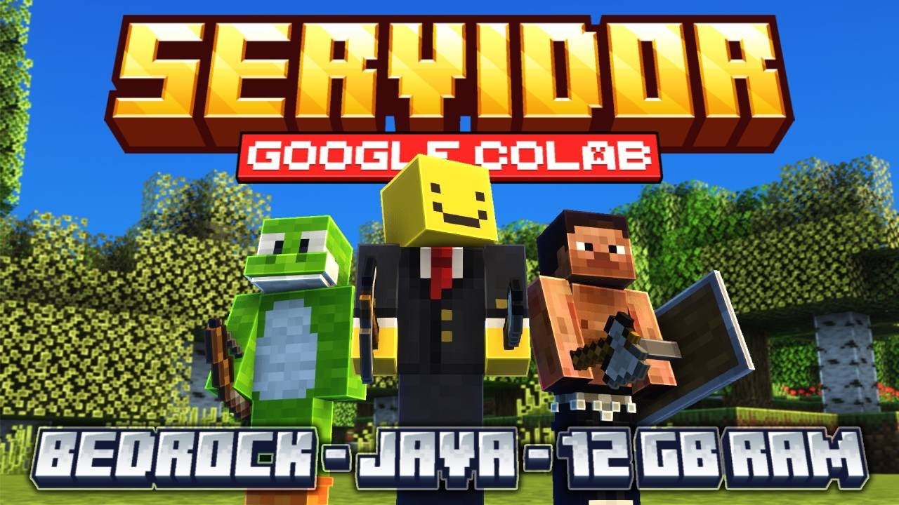 Create your Minecraft Server with MODS and PLUGINS in Google Colab 12 GB RAM Java and Bedrock