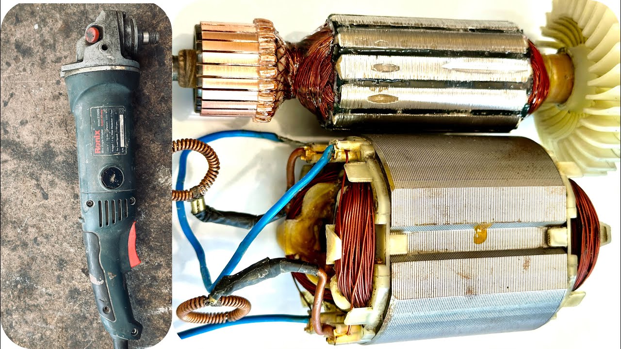 Rewinding armature mini angle grinder ronix 3150n and restoration , repair