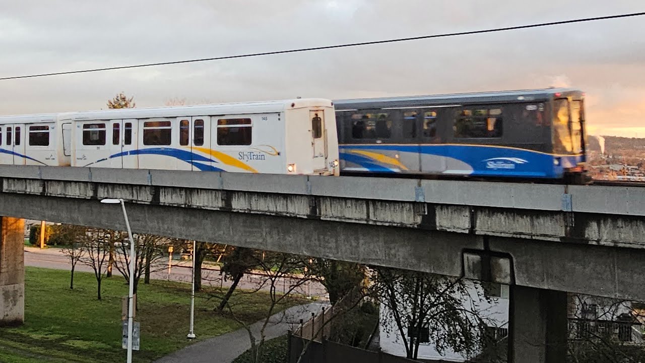 SKYTRAIN TRAIN watch live here in New Westminster British Columbia Canada