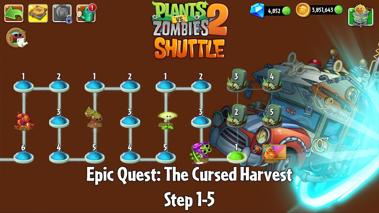 PvZ2 SHUTTLE - Epic Quest: The Cursed Harvest, Step 1-5 - Gameplay