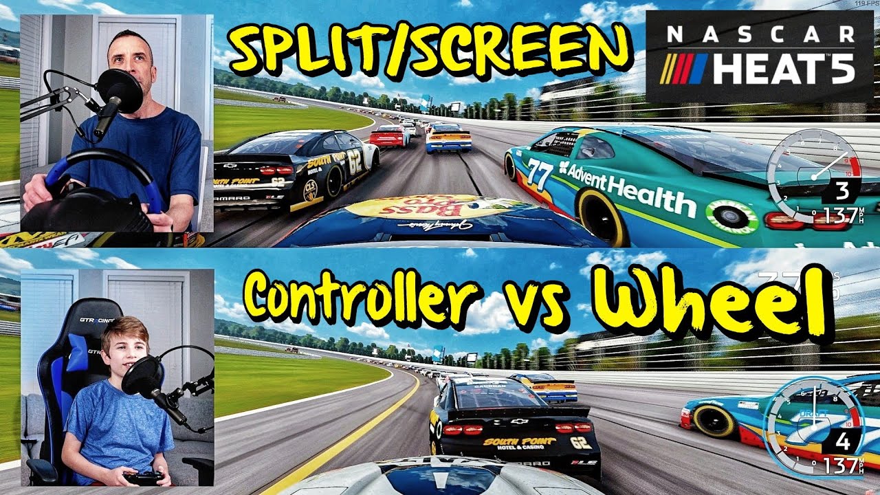 NASCAR HEAT 5 Split Screen Racing at Pocono Raceway - Father vs Son