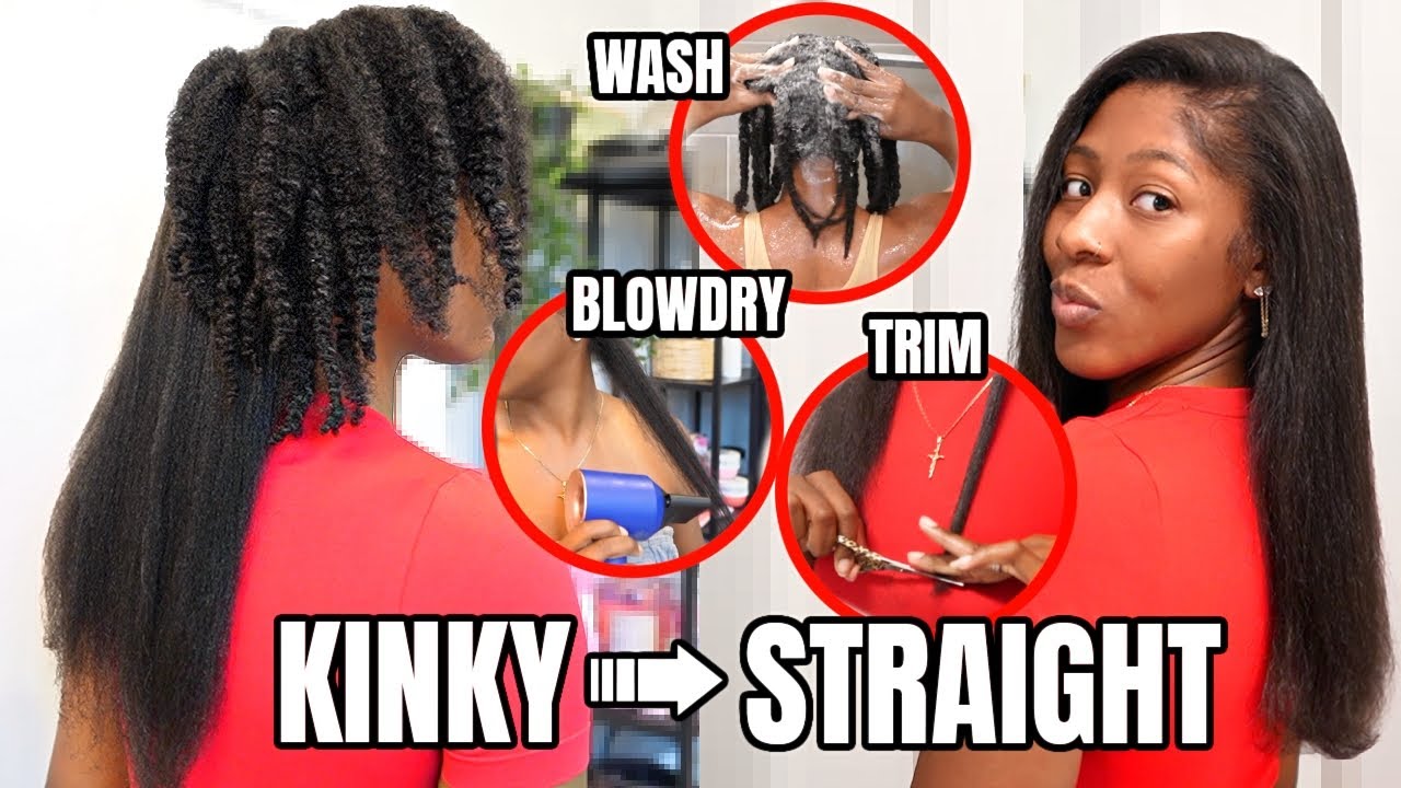 My KINKY TO STRAIGHT Routine😱😍 | How to Silk Press Type 4 Naural Hair at home
