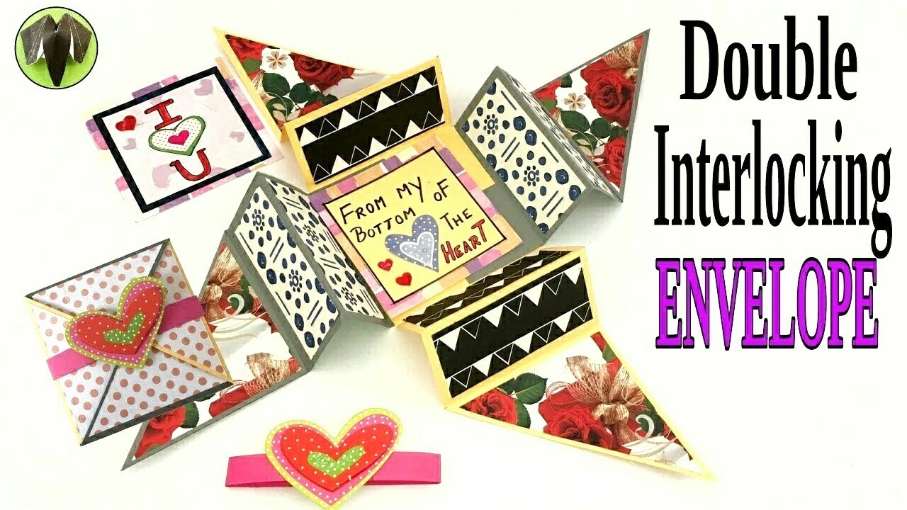 Double Interlocking Secret Envelope Card - DIY | Handmade | Tutorial | Scrapbook | Valentine - 555