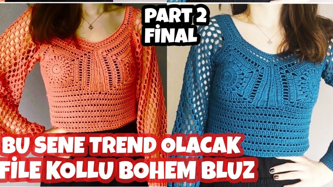 BU SENE TREND OLACAK ‼️ FİLE KOLLU BOHEM BLUZ 2.bölüm final ❤️ BENİM TASARIMIM ⭐@orguhocam