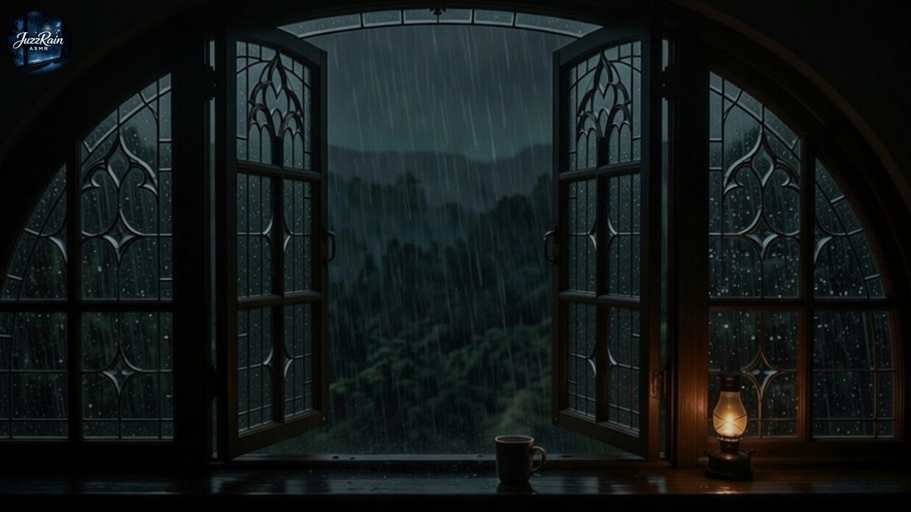 Cozy Dark Room with Rain Outside the Window | Gentle Rain Sounds for Deep Sleep