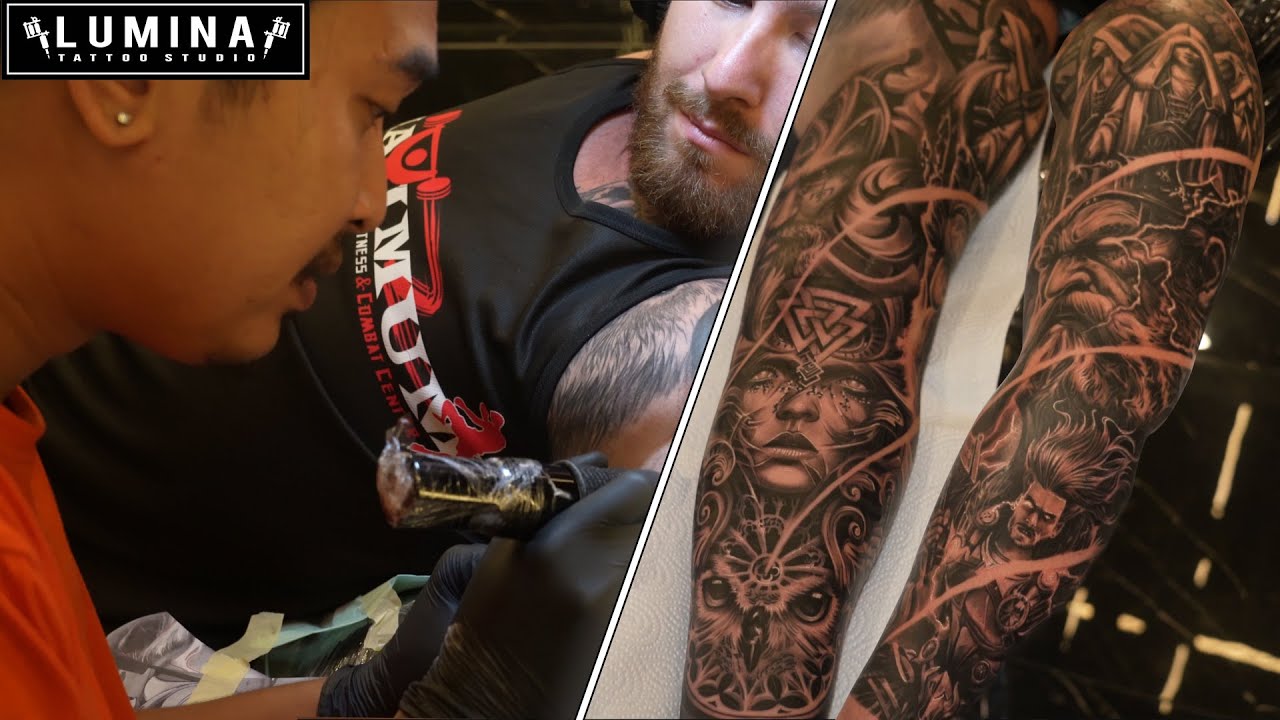 AMAZING REALISTIC TATTOO ON SLEEVE!! - FULL SLEEVE TATTOO