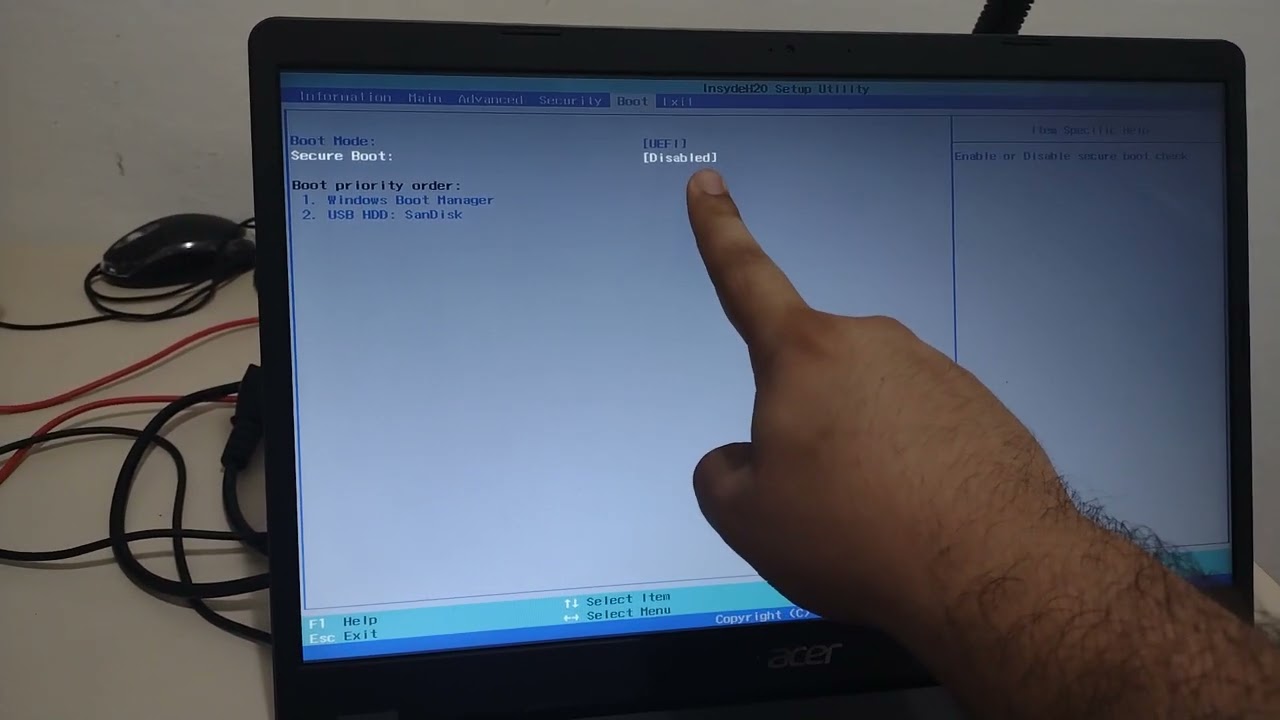 Como dar boot no Acer Aspire 3 - Configurar BIOS para Formatar Acer