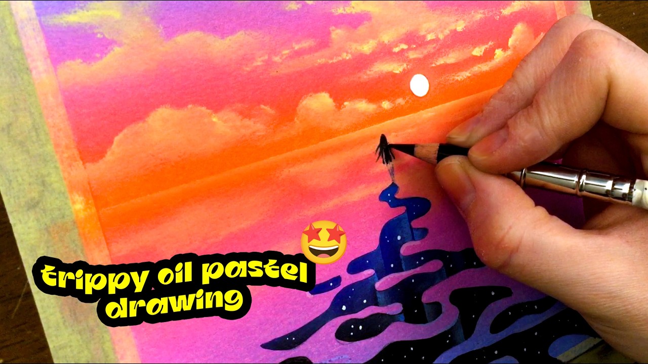 I draw a trippy illustration with oil pastels 🤩✨