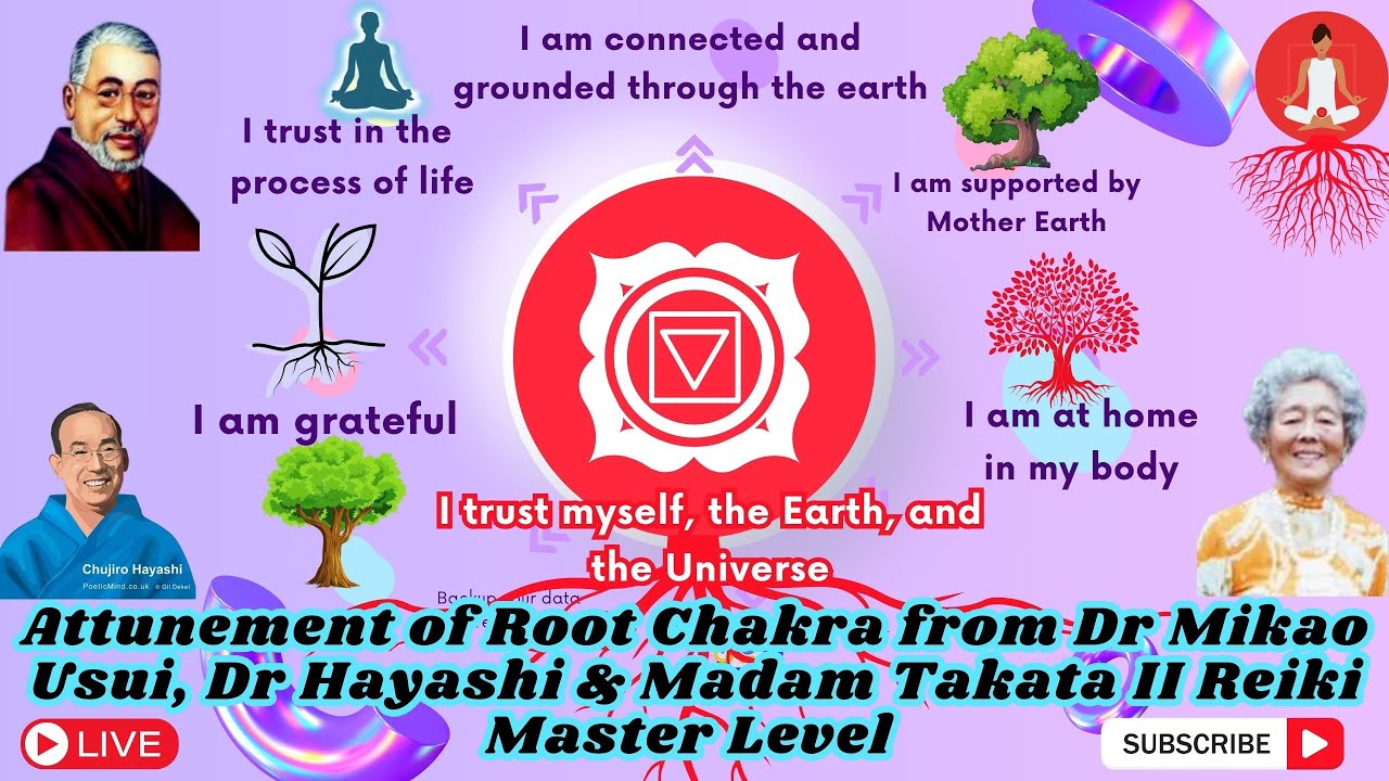 Attunement of Root Chakra from Dr Mikao Usui, Dr Hayashi & Madam Takata II Reiki Master Level