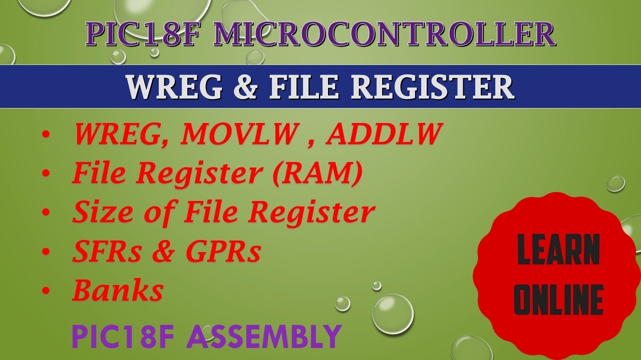 Working Register in PIC microcontroller || File Register in PIC|| GPR versus SFR in File Register