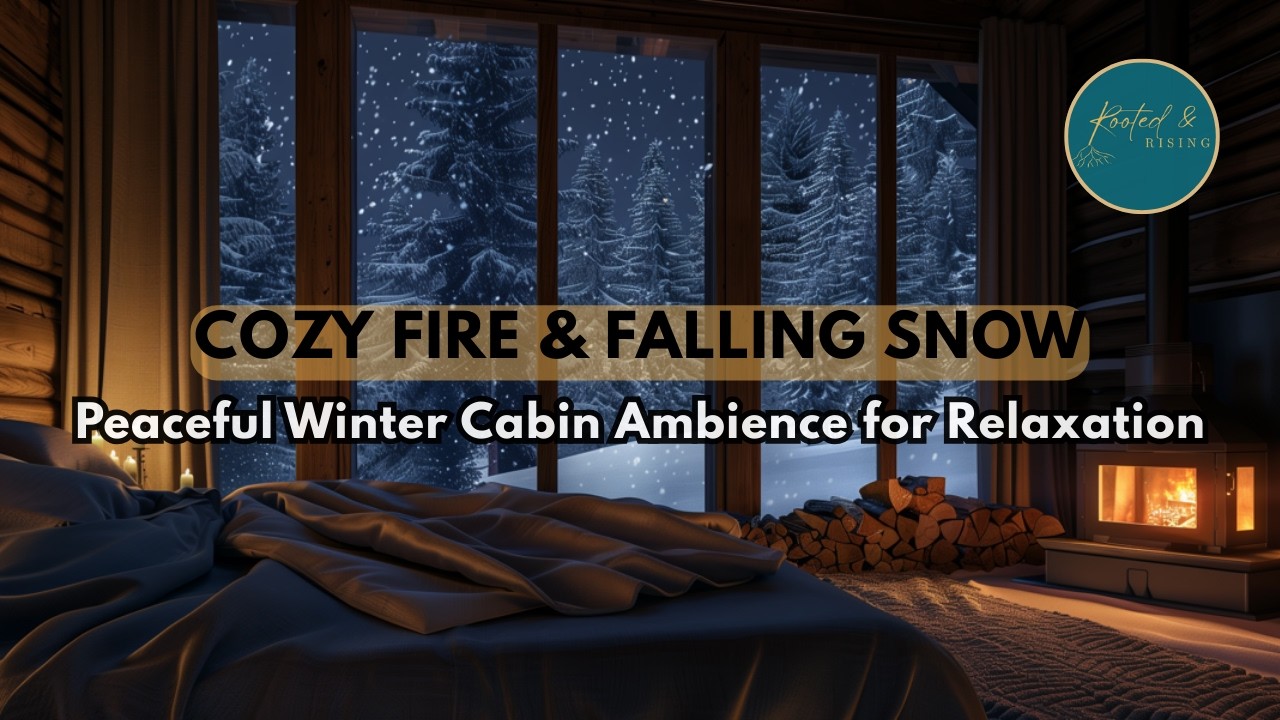 Cozy Fire & Falling Snow | Peaceful Winter Cabin Ambience for Relaxation