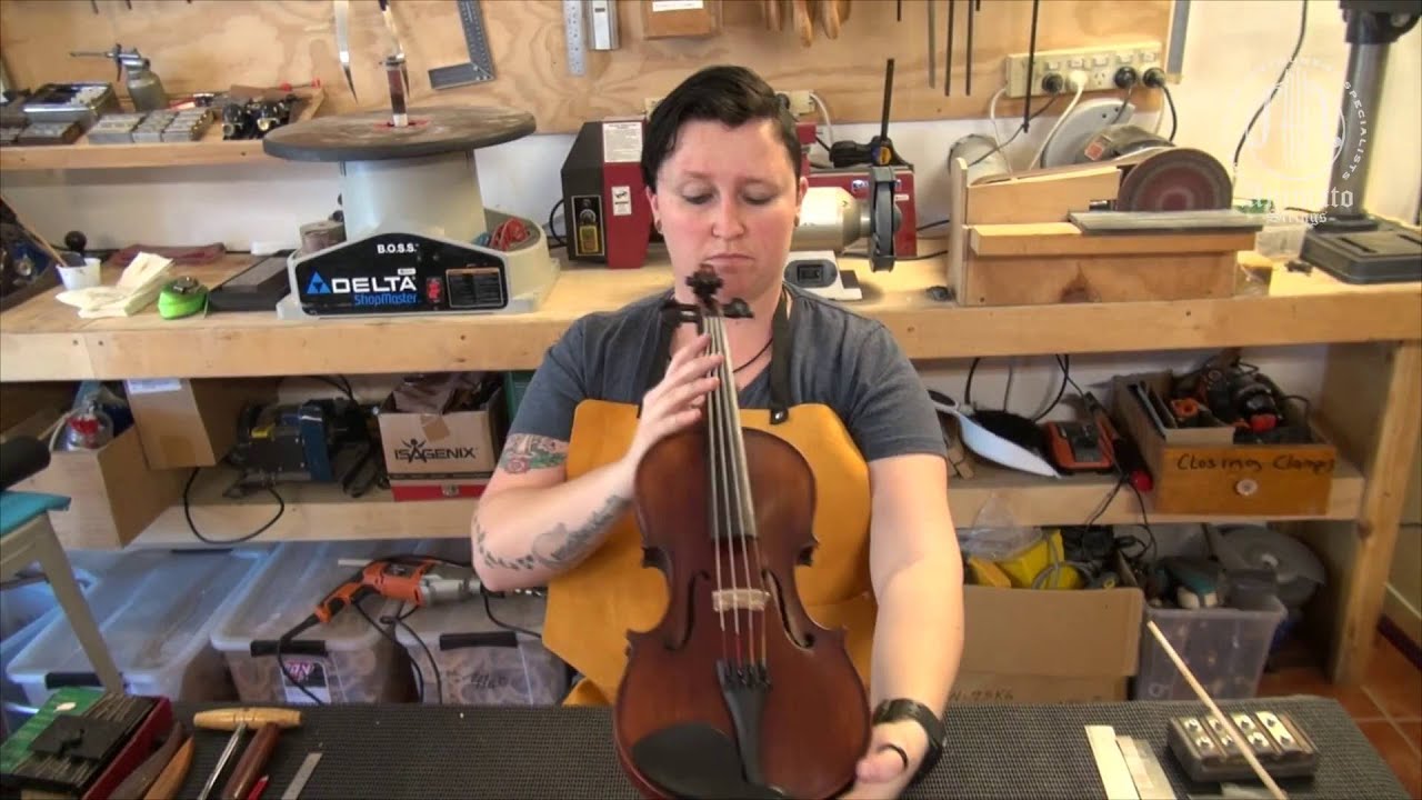 Setting Up a Violin at Animato Strings, demonstrated by Mel