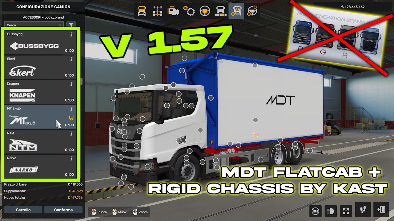 MDT | SCANIA R FLATCAB RIGID CHASSIS WITHOUT PGRS | ETS2 V 1.57
