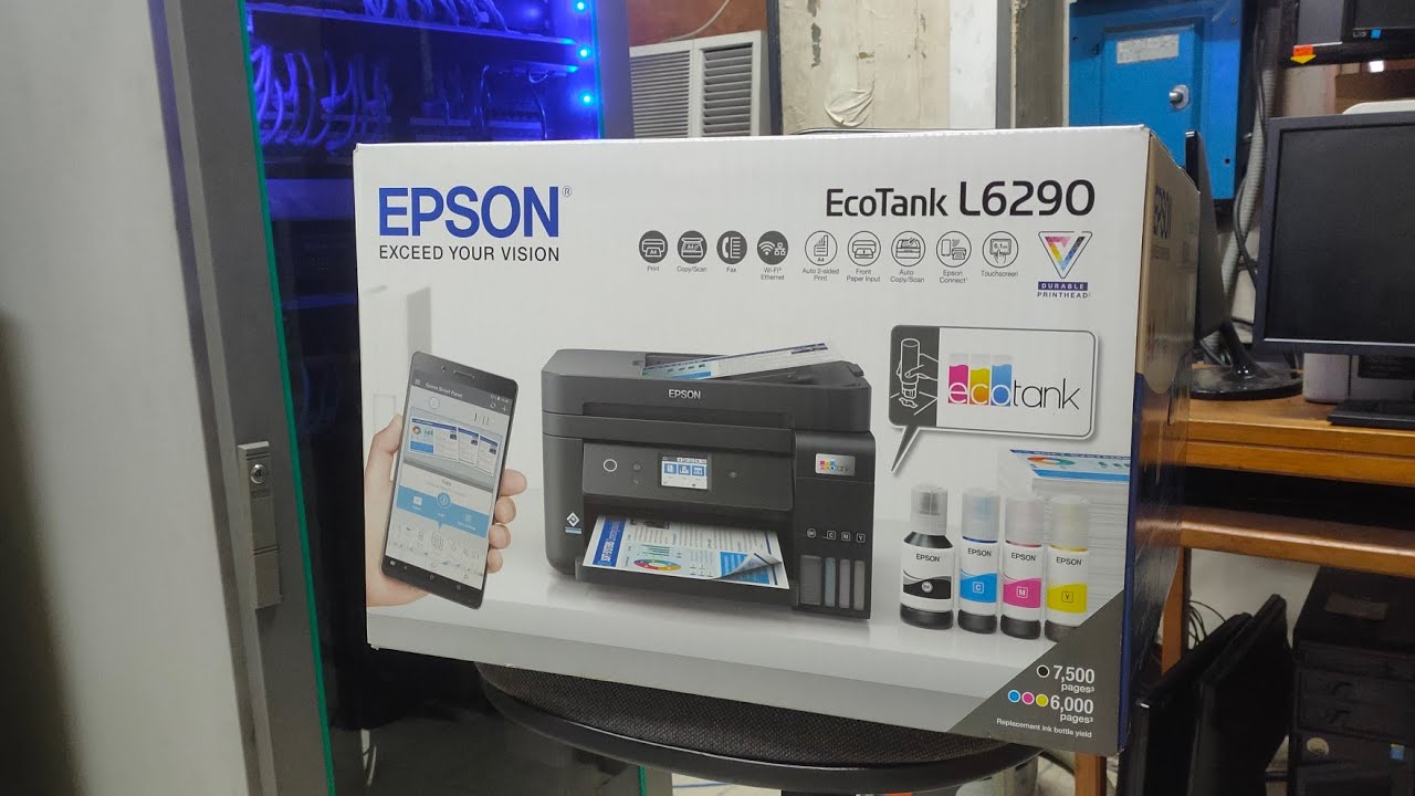 Unboxing EPSON EcoTank L6290 series printer scanner copier and fox