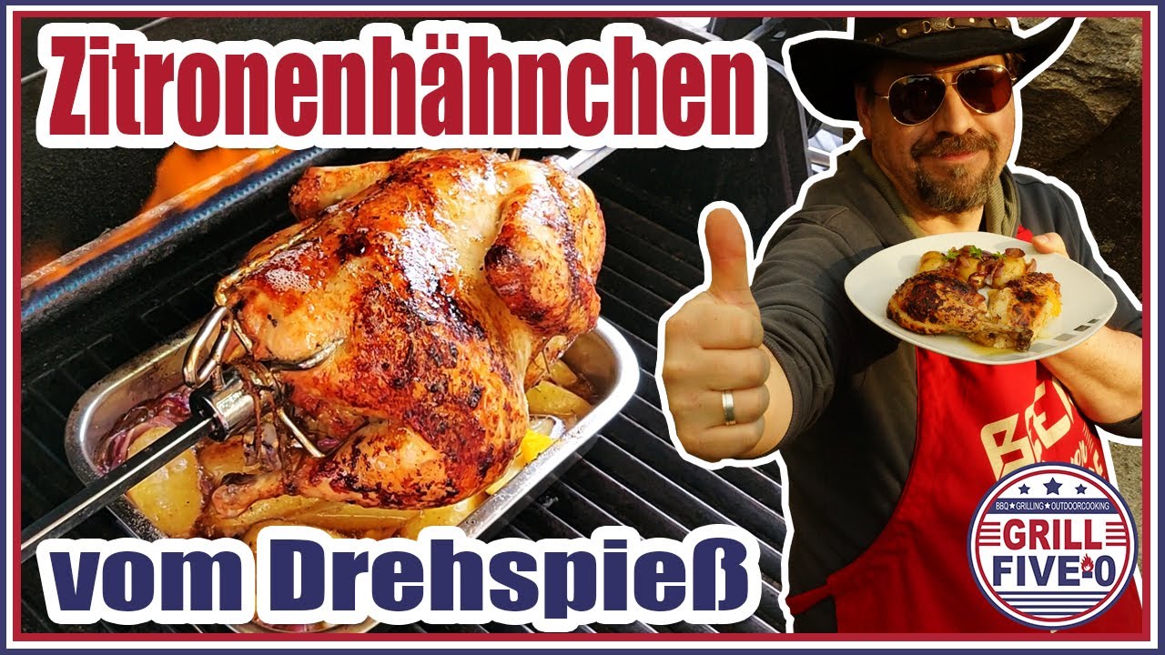 Zitronenhähnchen vom Drehspieß | mit Rosmarinkartoffeln | Grill Five-0 🐔🍗