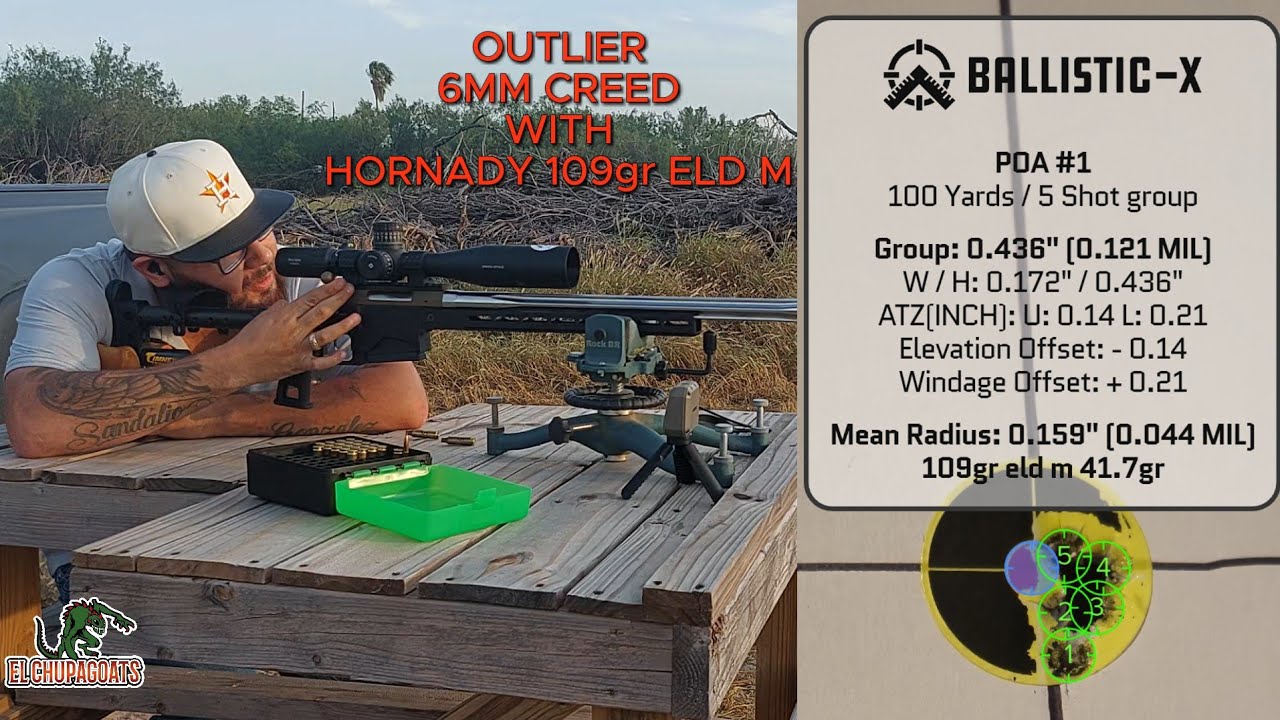 HORNADY 109gr ELD M С H4350 НА МОЕЙ ПУЛИ OUTLIER PRECISION BUILD 6MM CREEDMOOR.